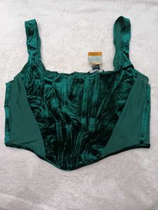 Emerald Green Velvet Corset Top XL