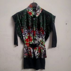 Designer Velvet Dress Cum Top For Kids