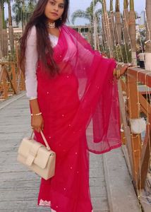 Stunning Pink Saree with Embellishments