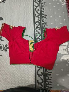 Red Bandhani Saree with Embellishments