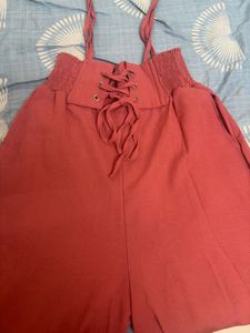 Pink Lace-Up Jumpsuit