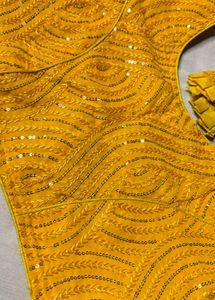 beautiful Yellow Thread &amp; Sequins Blouse