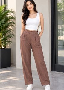 Brown Pleated Trousers