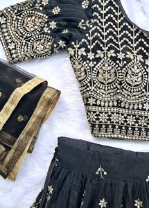 Black Heavy Embroidered Lehenga
