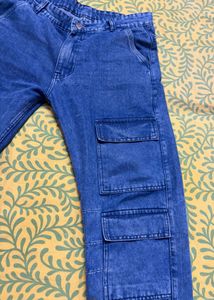 Blue Denim Cargo Pants