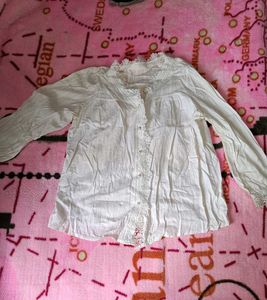 White Lace Trimmed Blouse