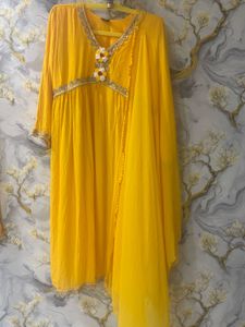 Bright Yellow Kurta Set with Dupatta
