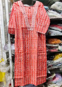 M, L, XL size Orange Printed Kurta set