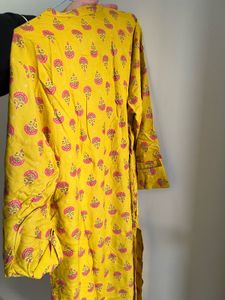 Yellow Printed Kurta