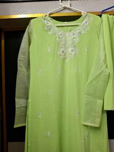 Pistachio Green Embroidered Kurta Set