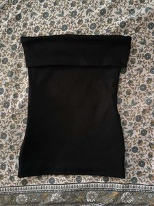Black Off-Shoulder Ribbed Top