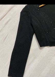Stylish Black Embellished Cropped Jacket