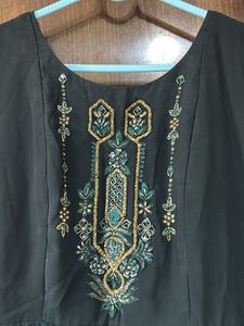 Elegant teal blue Tiered Ethnic Gown