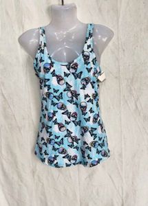 I. Skull and Butterfly Print Tank Top