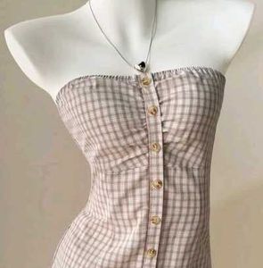 y2k Cute Plaid Strapless Mini Dress