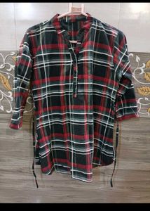 Red &amp; Green Plaid Tunic Top