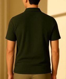 Green Ribbed Zip Neck Top