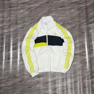 Adidas Track Jacket White Yellow Stripes