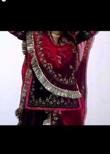 Embroidered Velvet Lehenga Choli Set