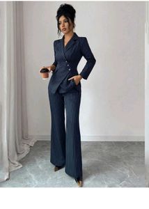 Chic Striped Blazer & Pants Set