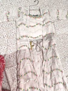 elegant 3 pc dress with beautiful thread wark