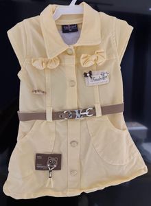 Cute Yellow Dress with Bows & Belt
