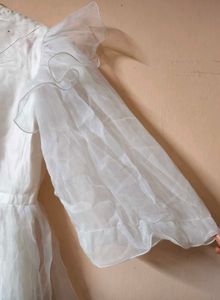 Elegant White Sheer Overlay Dress