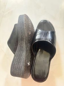 Black Slip-On Sandals