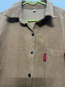 Brown Corduroy Button-Up Shirt