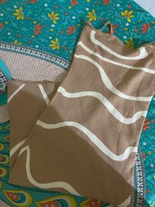 Stylish Brown &amp; White Striped Knit Dress