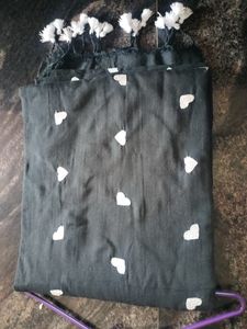 Stylish Black Dupatta with Heart Print