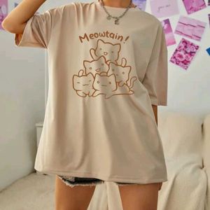 Cute Cat Graphic Oversized T-Shirt