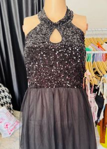 Sparkly Black Halter Neck Dress