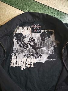 2000s Silver Flames Cross Embroidered Jacket