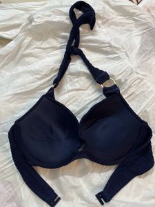 🧿Navy Blue Textured Bikini Top