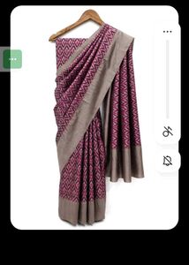 Elegant Pink & Grey Saree