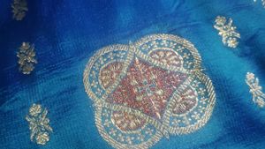 iridescent green and blue saree never used