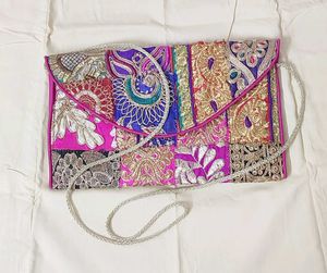 Multicolor Embellished Patchwork Clutch Bag