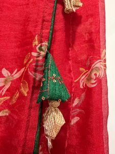 Elegant Red Saree with Embroidered Blouse