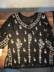 Elegant Chikankari Black Kurti