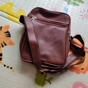 Men Brown Faux Leather Crossbody Bag