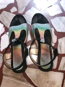 Sparkly Rainbow Wedge Sandals