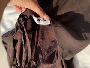Brown legslit Ruffle Maxi Dress