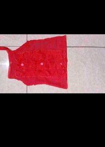 Vibrant Red Ruffled Blouse