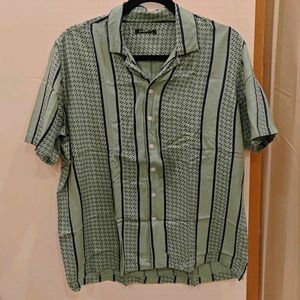 Vintage Green Striped Oversized Shirt