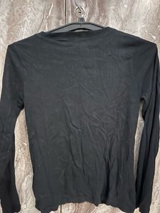 DKNY Black Long Sleeve Studded Top