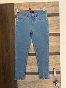 Light Wash Split Hem Jeans