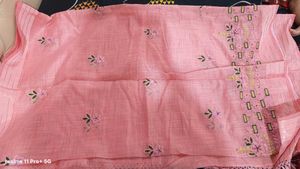 Elegant Pink Embroidered Saree