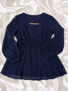 Elegant Navy Blue Peplum Top