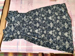Elegant Blue Floral Print Dress